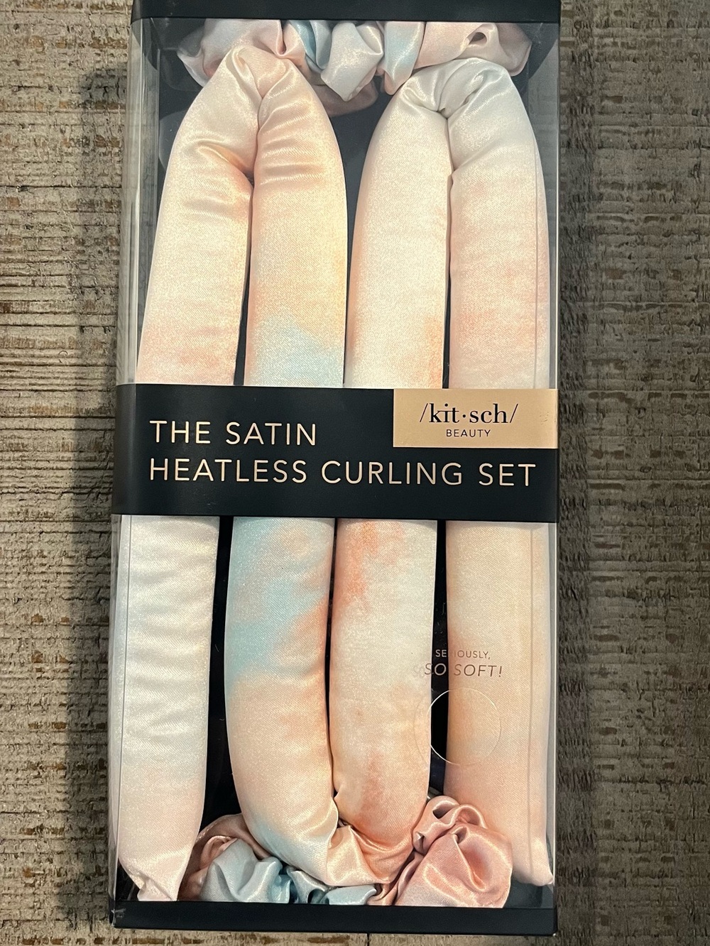 Kitsch Satin Heatless Curling Set - Peach, Pearl & Light Blue